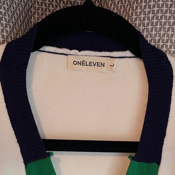 NWOT Oneleven Loose Striped Contrast Color Knitted Cardigan, Size Large - Picture 3 of 5
